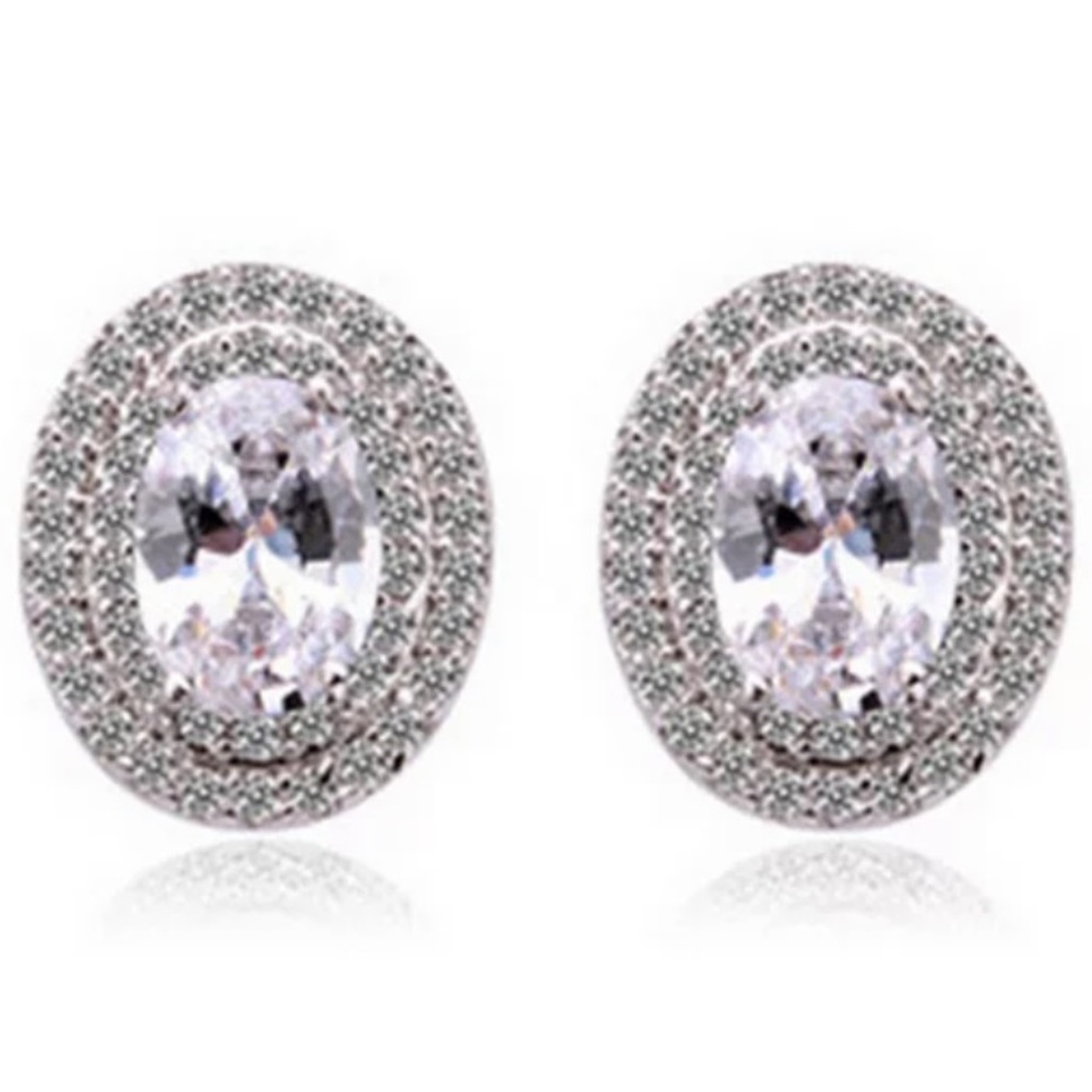 New Luxury Diamond Sterling Silver Earrings - Picture 3 of 3